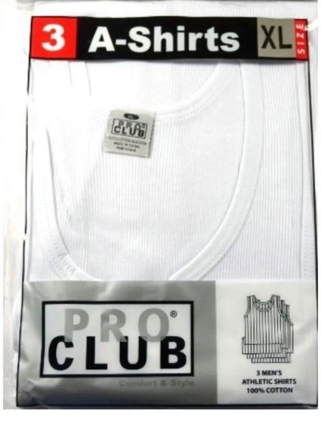 PRO Club A-Shirt 3 Pack Ribbed Cotton Tank Top